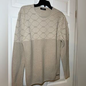 LCR Black Edition Men’s Sweater Beige Honeycomb Pattern Size XXL Scoop Neck